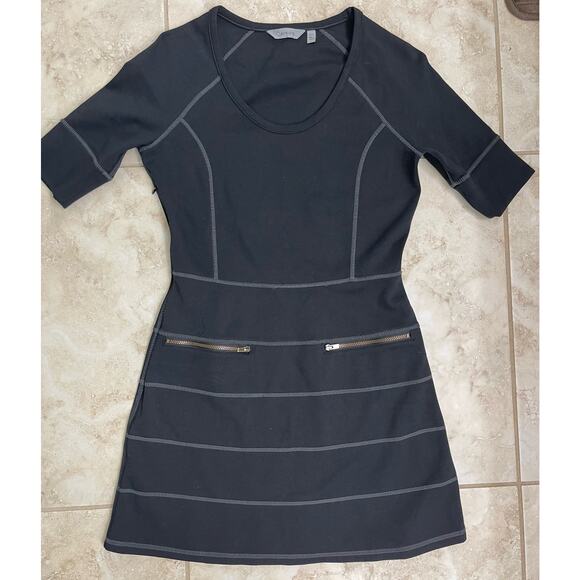 ATHLETA Strata Stretch Ponte Dress Style 918982 Black Travel Short Sleeve Sz XSP - Picture 2 of 9